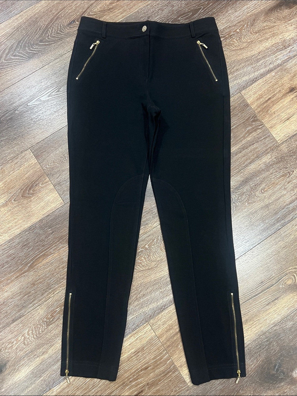 St. John Ponte Riding Equestrian Style Slim Ankle Zip Black Knit Pants 🖤